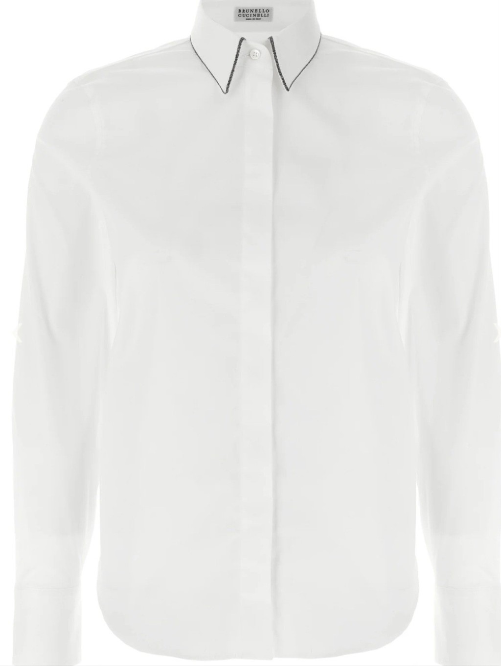 Brunello Cucinelli White Dress Shirt With Black Contrast Trim